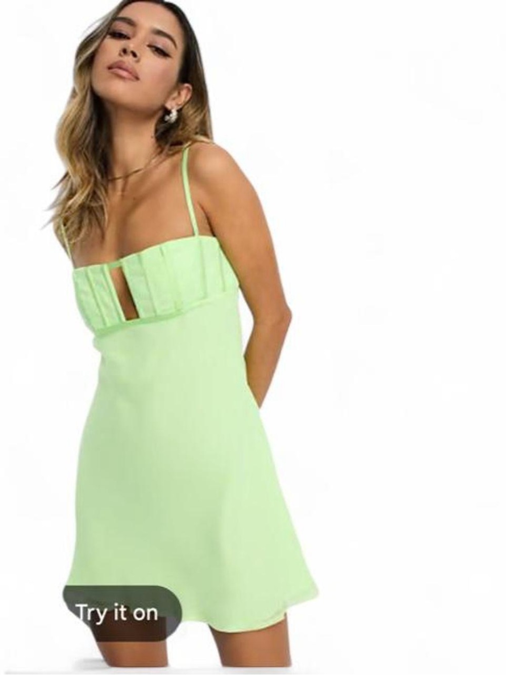 NWOT cute ASOS Design green mini dress in size 10